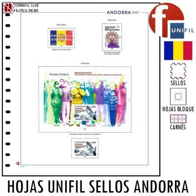 Hojas Unifil para Sellos, Hojas Bloque y Carnets autoadhesivos de Andorra Española