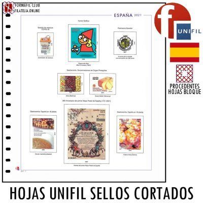 Hojas Unifil para Sellos cortados de la Hoja Bloque, de España
