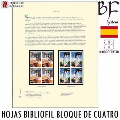 Hojas Bibliofil para Sellos en Bloques de Cuatro, de España