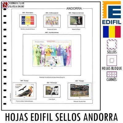 Hojas Edifil para Sellos, Hojas Bloque y Carnés autoadhesivos de Andorra Española