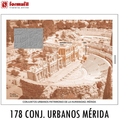 Prueba oficial de artista 178. Emisión Conjuntos Urbanos Patrimonio de la Humanidad año 2024, dedicada a la ciudad de Mérida y su teatro romano.